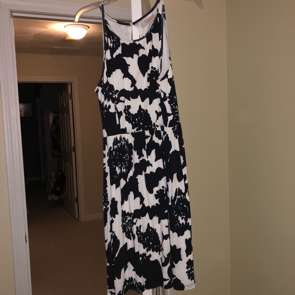 Navy and white flower skater dress